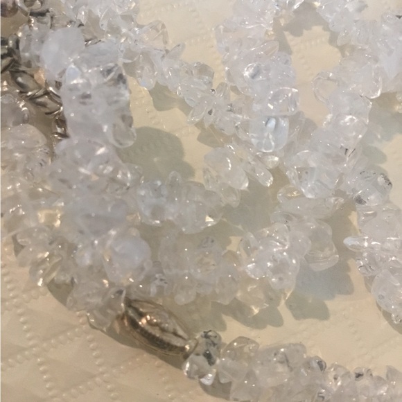 Vintage NWOT Natural White Quartz Gemstone & Sterling Silver Toggle Necklace - Picture 5 of 12